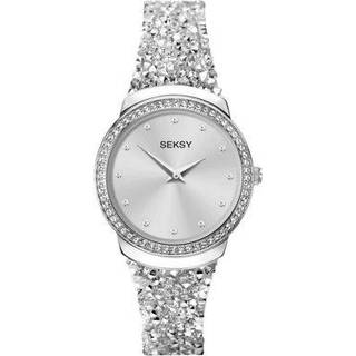 Seksy Rocks Quartz Silver Dial Silver Brass Bracelet Ladies Watch 40039