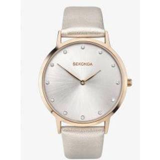 Sekonda Quartz Silver Dial Silver Leather Strap Ladies Watch 2939