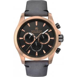 Accurist 7179 Rose Gold Plated Chronograph Leather Strap Watch - W1970