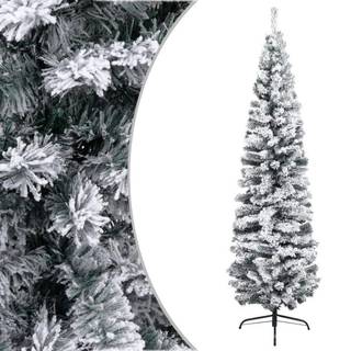 Smalt Kunstigt Juletræ Med Juletræsfod Pvc Grøn - with flocked white snow / 180 cm