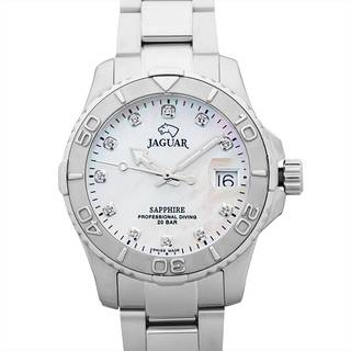 Jaguar Lady Diver armbåndsur i stål med perlemorsskive og cubic zirkoner