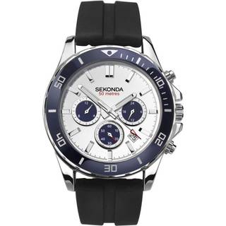 Sekonda Sports Quartz White Dial Black Rubber Strap Men's Watch 1708
