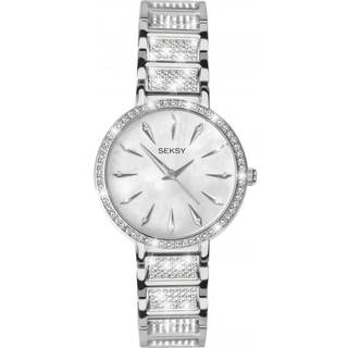 Seksy Classic Quartz Silver Dial Silver PVD Brass Bracelet Ladies Watch 2371
