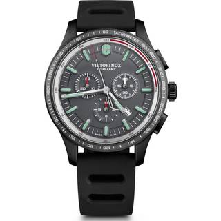 Victorinox Alliance Sport Chronograph Tachymeter Black Genuine Rubber Strap Men's Watch 241818