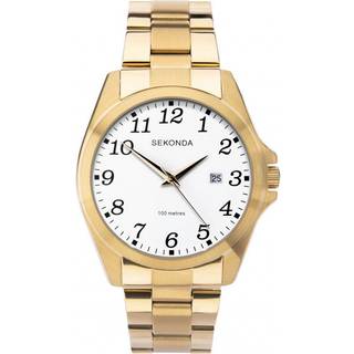 Sekonda Classic Quartz White Dial Gold PVD Stainless Steel Bracelet Men's Watch 1637