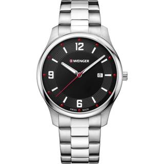 Wenger City Active Black Dial Silver Stainless Steel Bracelet Men's Watch 01.1441.110