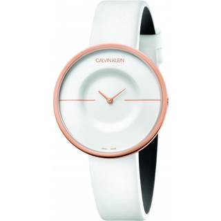 Calvin Klein Mania Quartz White Dial Leather Strap Ladies Watch KAG236L2