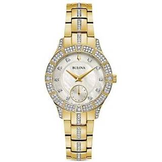 Bulova Crystal 98L283 Gold Tone Bracelet Watch - W83156