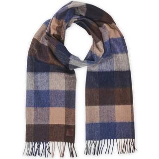 Amanda Christensen Merino Wool Block Check Scarf Navy/Brown