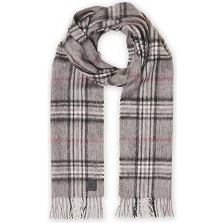 Amanda Christensen Merino Wool Check Scarf Grey