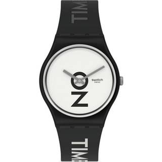 Swatch Always There Quartz White Dial Black Silicone Strap Watch GB328