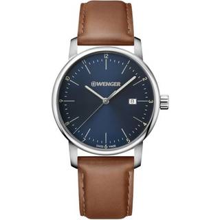 Wenger Urban Classic Quartz Blue Dial Brown Leather Strap Men's Watch 01.1741.111