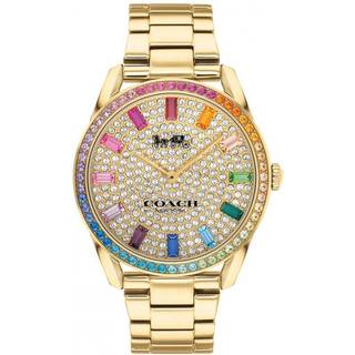 Coach Gold Preston Rainbow Sparkle Watch - Gold