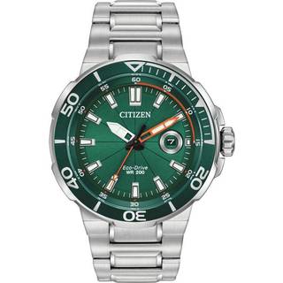 Citizen AW1428-53X Eco-Drive Green Dial Bracelet Watch - W38140