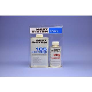 Epoxypakke med langsom hærder West System 105/206 A-pack, 105-A Epoxy Resin + 206-A Slow Hardener, 1.2 kg (1 kg base + 0.2 kg hærder)