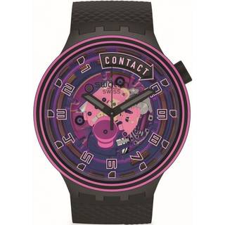 Swatch Big Bold Touchdown! Transparent Dial Black Silicone Strap Unisex Watch SB01B126