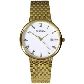 Sekonda Classic Quartz White Dial Gold PVD Stainless Steel Bracelet Men's Watch 3683