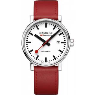 Mondaine Evo2 Automatic White Dial Red Leather Strap Men's Watch MSE.40610.LC
