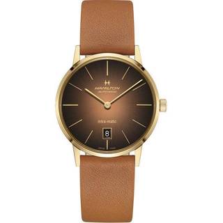 Hamilton American Classic Intra-Matic Automatic Brown Dial Brown Leather Strap Men's Watch H38475501