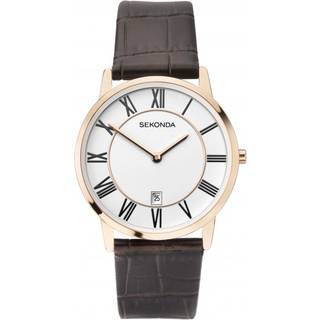 Sekonda Classic Quartz White Dial Brown Leather Strap Men's Watch 1780