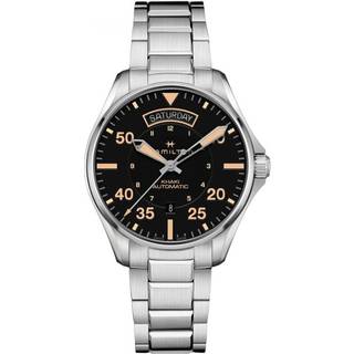 Hamilton Khaki Aviation Day Date Automatic Black Dial Stainless Steel Bracelet Men's Watch H64645131