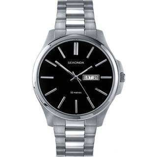 Sekonda Classic Quartz Black Dial Stainless Steel Bracelet Men's Watch 3381