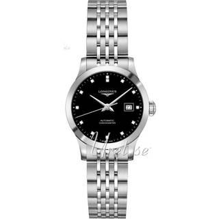 Longines L2.321.4.57.6 Record Sort/Stål Ø30 mm