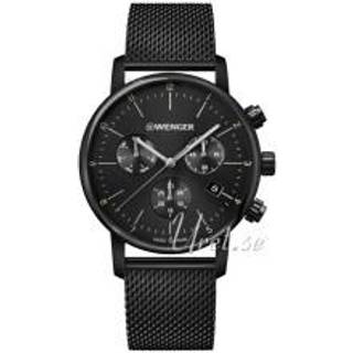 Wenger Urban Classic Chronograph Quartz Black Dial Black Steel Mesh Bracelet Men's Watch 01.1743.116