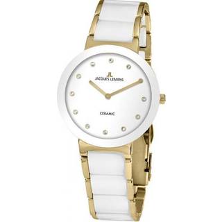 Jacques Lemans 42-7L Damenuhr Monaco Goldfarben/Keramik Weiß