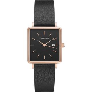 Rosefield The Boxy dameur i rosa med sort rem og hvid skive - 26x28 mm