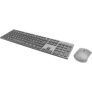 DELTACO trådløs tastatur i aluminium + mus, Pan Nordic - Mørkegråt
