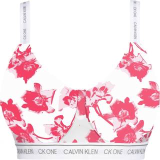 Calvin Klein One Cotton Lightly Lined Bralette - White Pattern-2 - X-Large