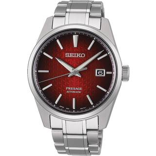 Seiko Presage Sharp Edge Series Automatic Red Dial Silver Stainless Steel Men's Watch SPB227J1