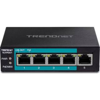 TRENDnet TE-FP051 5-Port Unmanaged Fast Ethernet Long Range PoE+ Switch