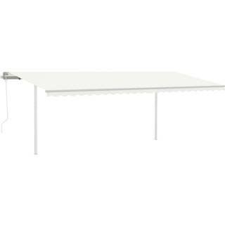 markise med stolper 6x3 m automatisk betjening cremefarvet