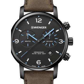 Wenger Urban Metropolitan Chronograph Quartz Black Dial Brown Leather Strap Men's Watch 01.1743.112
