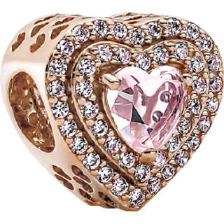 Pandora Sparkling Pink Heart Charm - Rose Gold