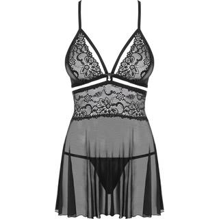 Obsessive 838-BAB-1 Babydoll & Thong Black XXL