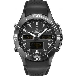 Accurist 7192 Black IP Leather Strap Watch - W19187
