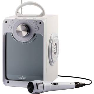 Stars Karaoke maskine med lyseffekter, mikrofon og Bluetooth, hvid