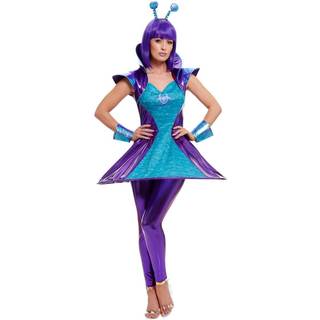 Lila Metallic Alien Damenkostüm S