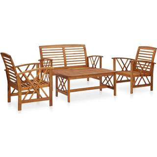 Loungesæt Til Haven 4 Dele Massivt Akacietræ - Brun / bænk   2x lænestol   bord