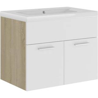 vaskeskab med indbygget håndvask konstrueret træ hvid