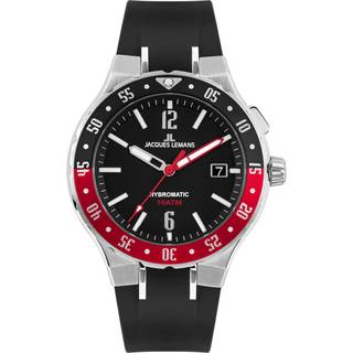 Jacques Lemans 1-2109A Hybromatic Sort/Gummi Ø42 mm
