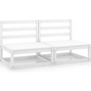 Hjørnedel Til Havesofa Massivt Fyrretræ - Sort / Midtermodul (2 stk.)