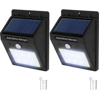 2x LED lampe med bevægelsessensor og solceller - sort