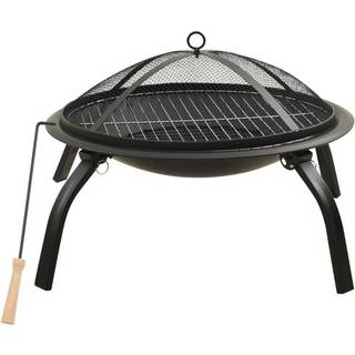 2-i-1 bålfad og grill med ildrager 56x56x49 cm rustfrit stål