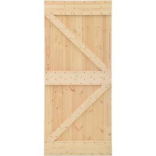 skydedør med monteringssæt 90x210 cm massivt fyrretræ