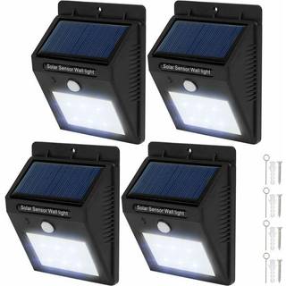 4x LED lampe med bevægelsessensor og solceller - sort
