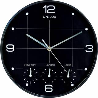 Unilux On Time vægur med 4 tidszoner 30,5 cm sort